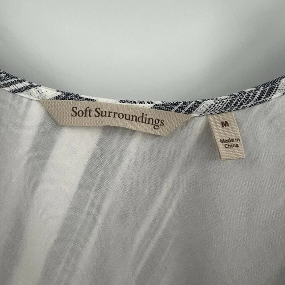 Soft Surroundings Linen Blend Sonya Dress Striped 3/4 Sleeves 2FV15 Size Medium - Picture 10 of 12